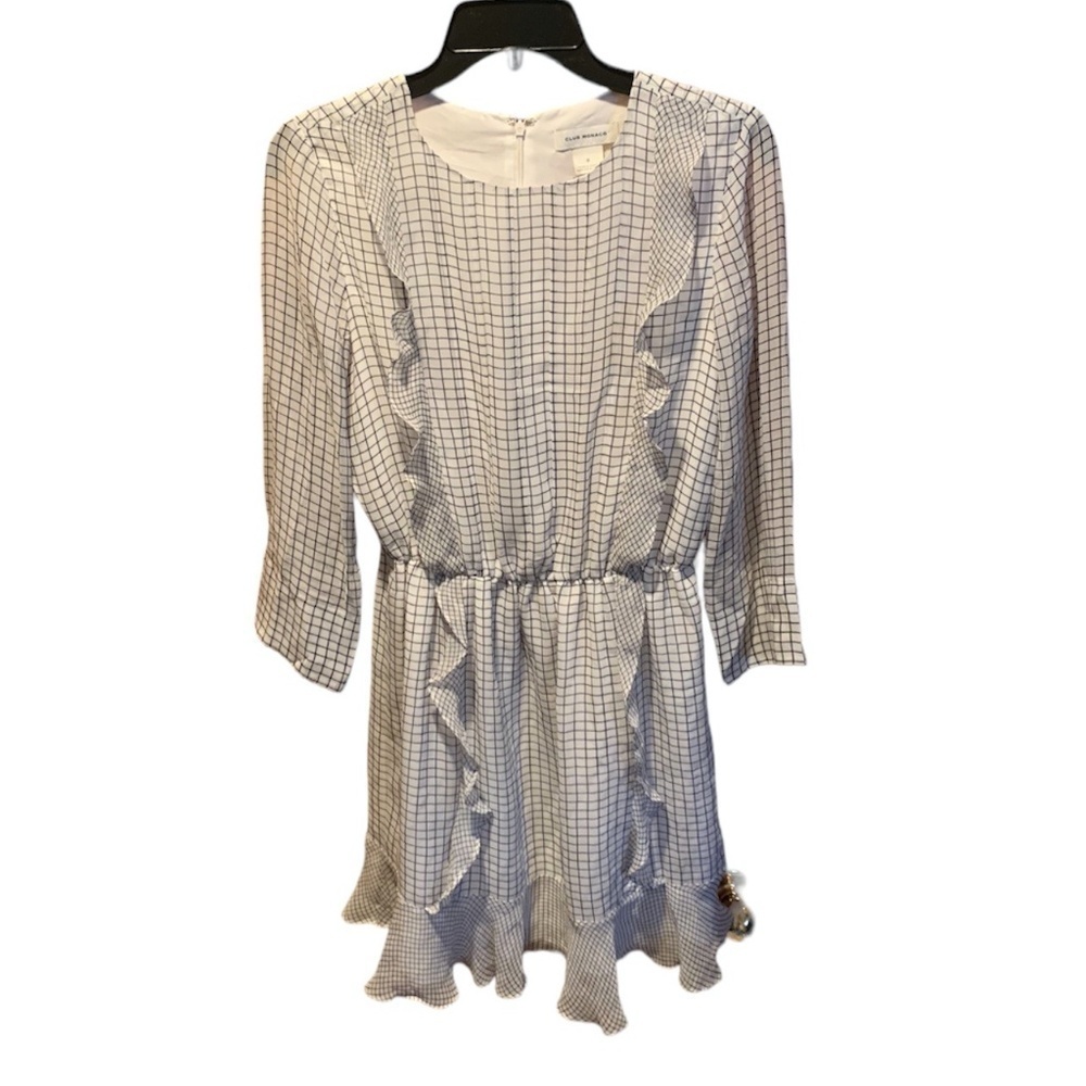 Club Monaco Silk Ruffled Dress in White Size 0